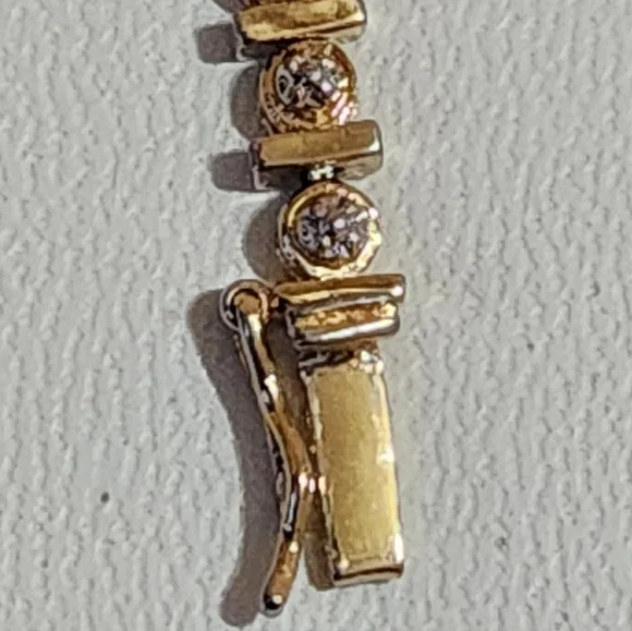 Vintage Gold Tone Sterling Silver Tennis Bracelet - Picture 8 of 11